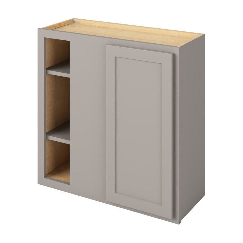 30"W x 30"H Universal Blind Corner Wall Cabinet with Single Door and Two Shelves in Hatteras Pebble Grey