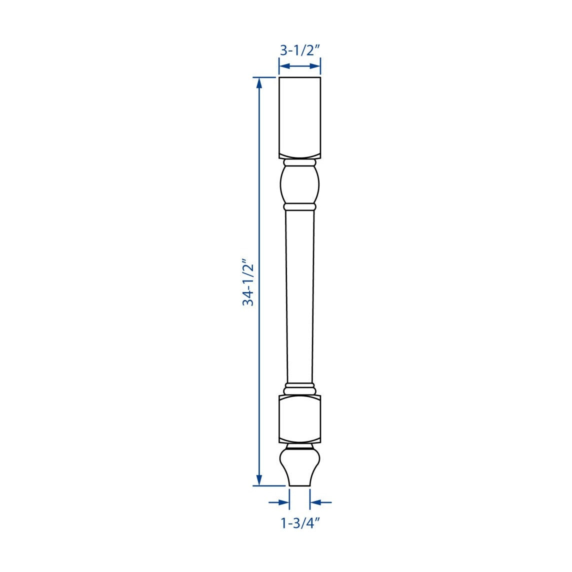34.5"H Decorative Leg in Slate, view 3