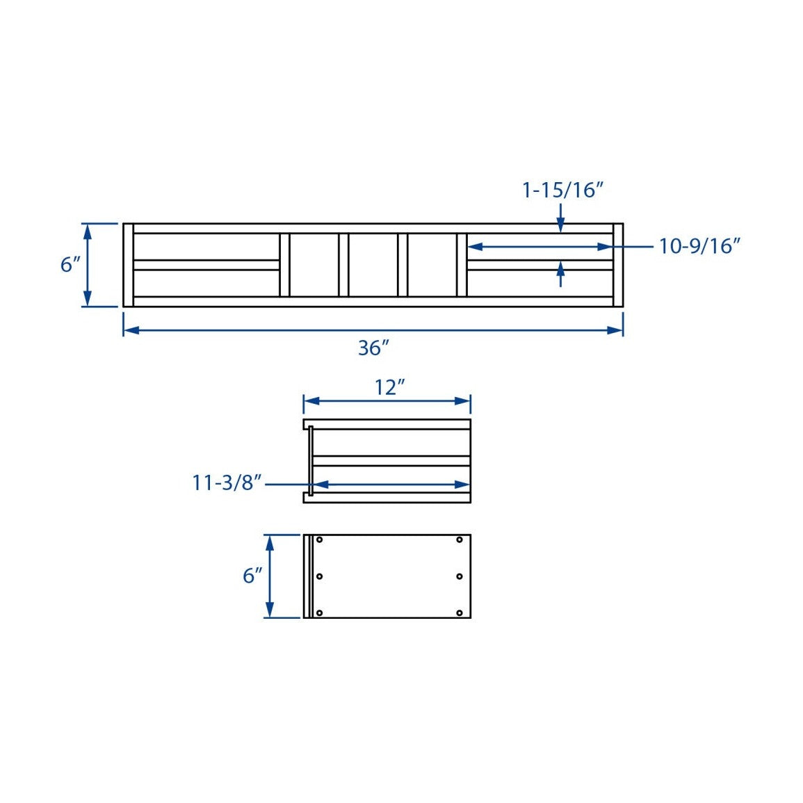 36"W x 6"H Wall Slotted Organizer in Pebble Grey, view 3