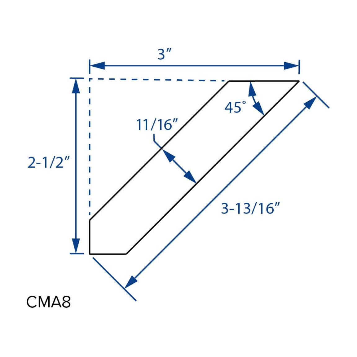 8'L Angled Crown Molding in Slate, view 2