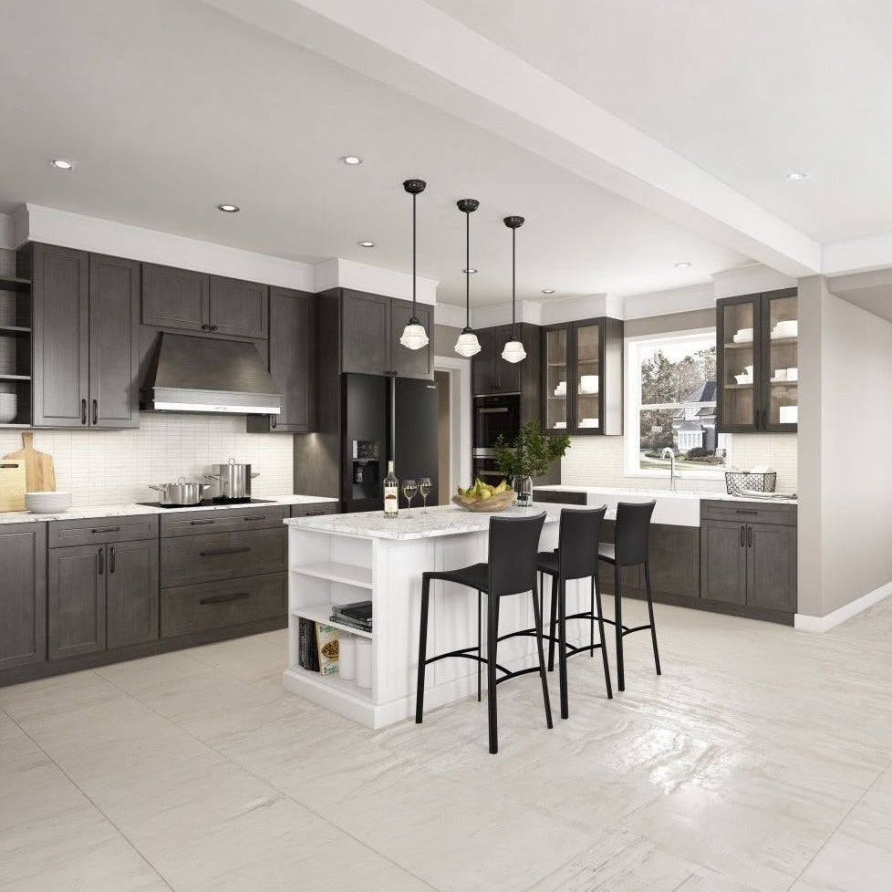 9"W x 42"H Wall Cabinet with Single Door and Three Shelves in Maui Slate, view 3