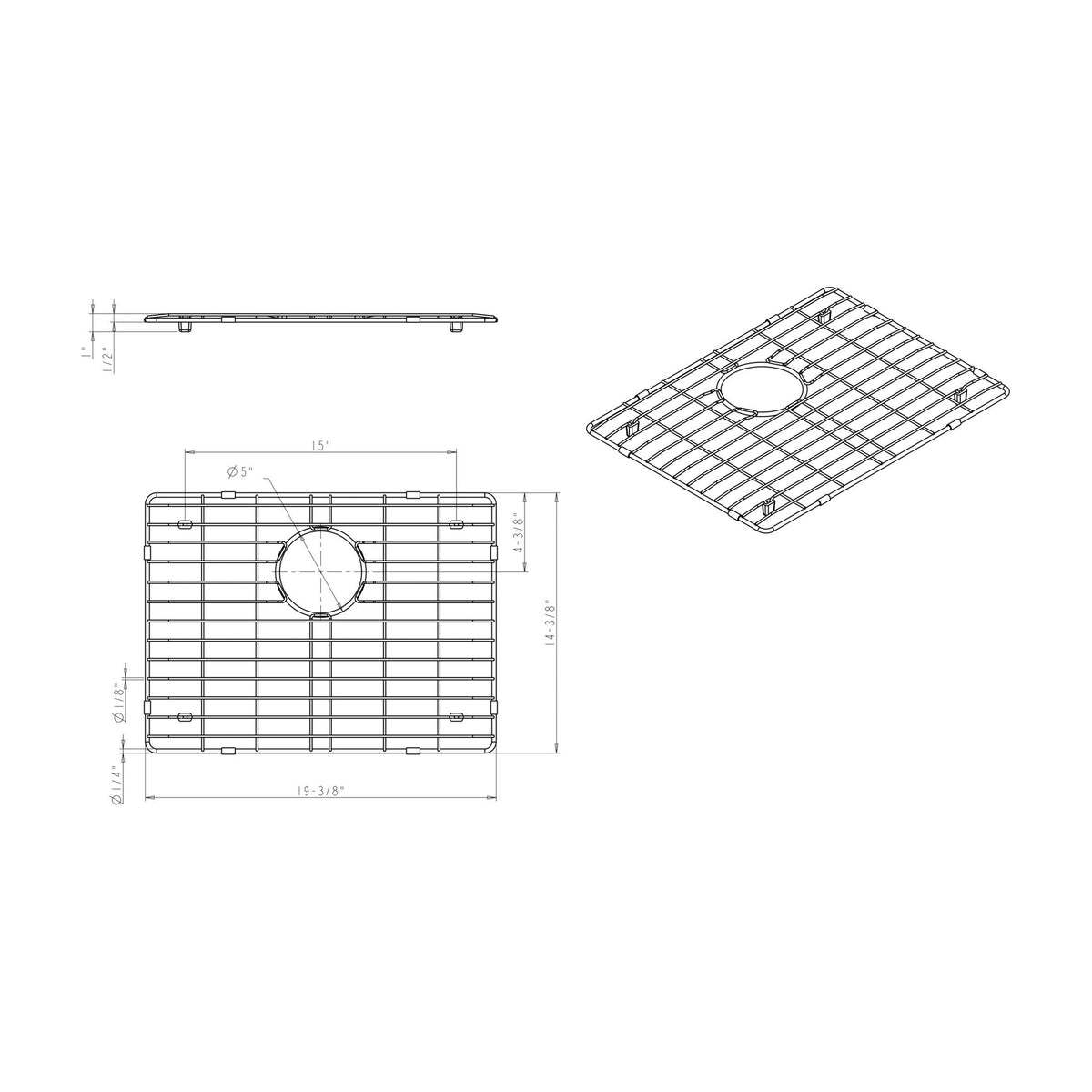 Stainless Steel Kitchen Sink Grid for Augustin 23" Single Bowl Sink, Stainless Steel, alternate view