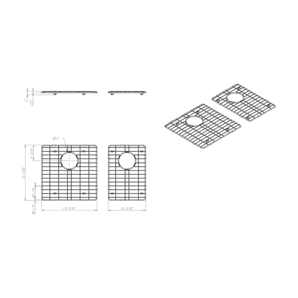 Stainless Steel Kitchen Sink Grid Set for Augustin 32" 60/40 Double Bowl Sink, Stainless Steel, alternate view