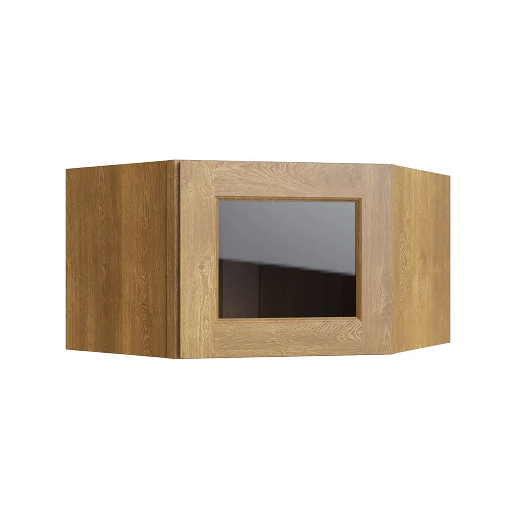 RTA 24"W x 15"H Kitchen Stackable Corner Wall Cabinet with Single Door in Brooklyn Fawn