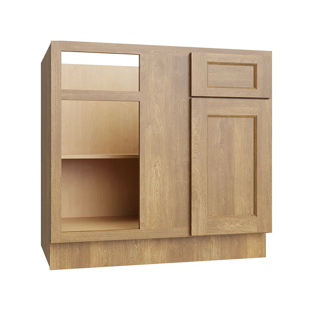 RTA 30"W Kitchen Blind Corner Base Cabinet with Single Full Height Door in Brooklyn Fawn