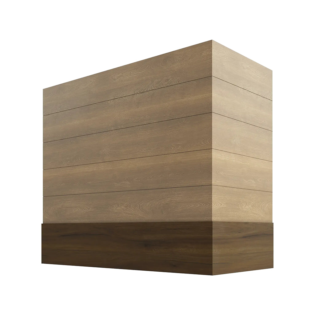 RTA 42"W x 30"H Kitchen Box Hood Cover with Shiplap Walnut Band in Brooklyn Fawn