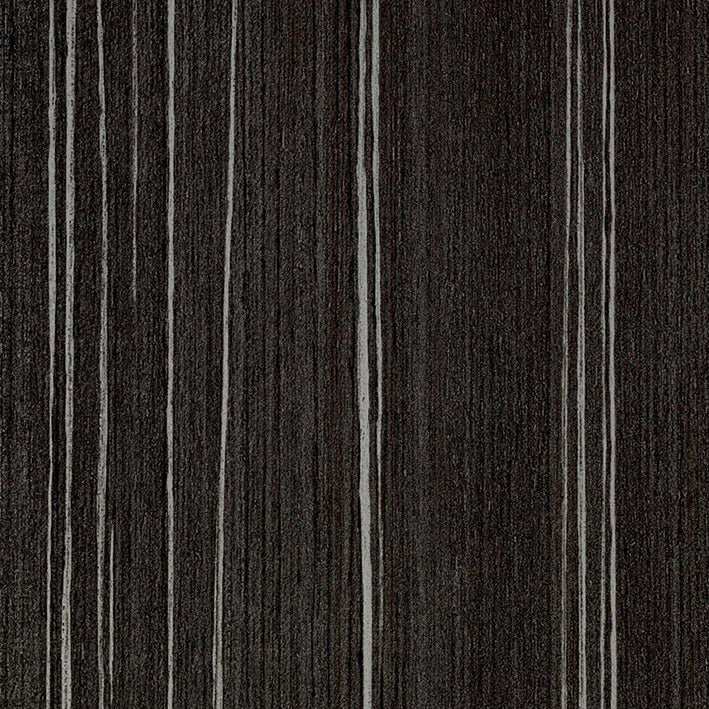Luxe Euroline 3 high gloss cabinet panel swatch showing the dark striped woodgrain finish
