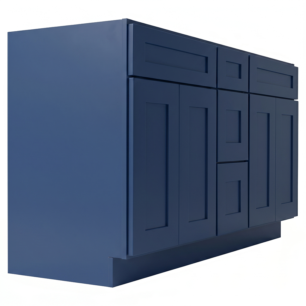 RTA Blue Shaker 60" Freestanding Bathroom Vanity 3-Drawer Combo Base