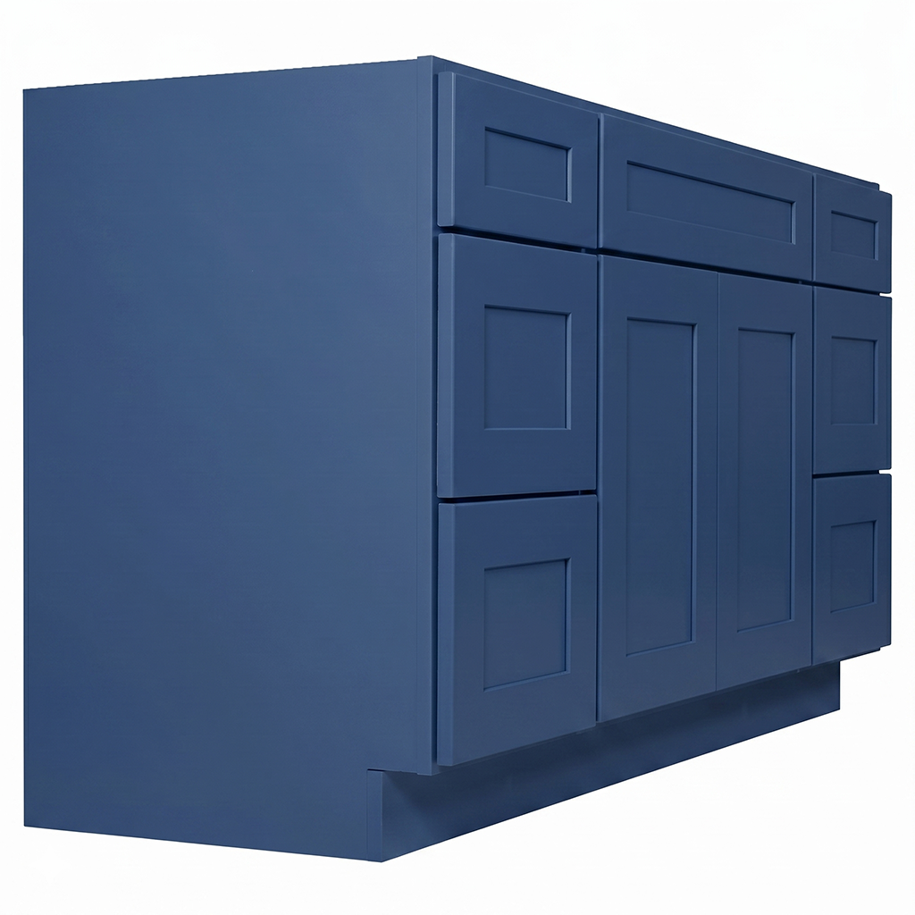 RTA Blue Shaker 60" Freestanding Bathroom Vanity 6-Drawer Combo Base