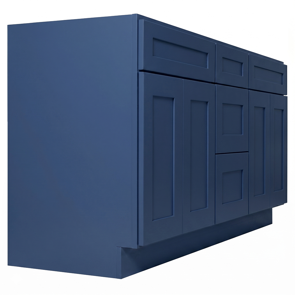 RTA Blue Shaker 72" Freestanding Bathroom Vanity 3-Drawer Combo Base