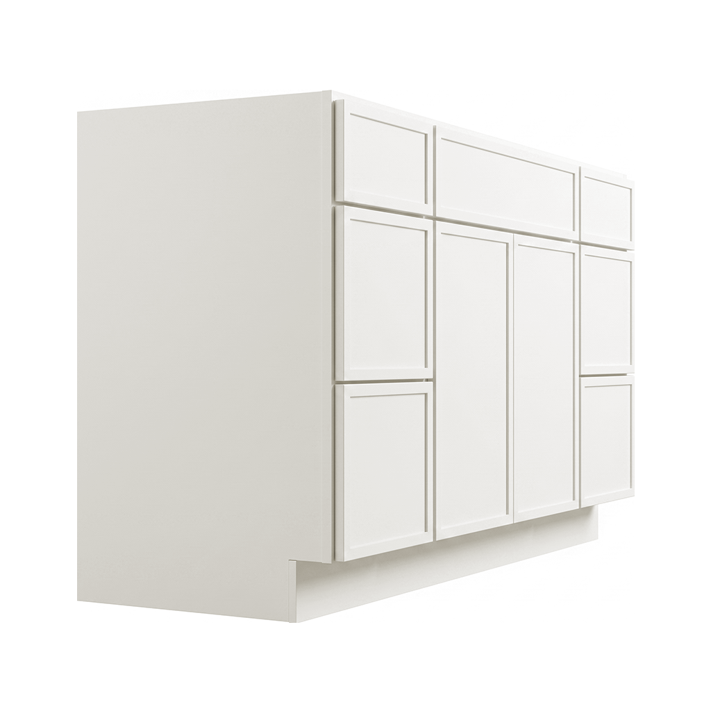 RTA Cream Slim Shaker 48" Freestanding Bathroom Vanity 6-Drawer Combo Base