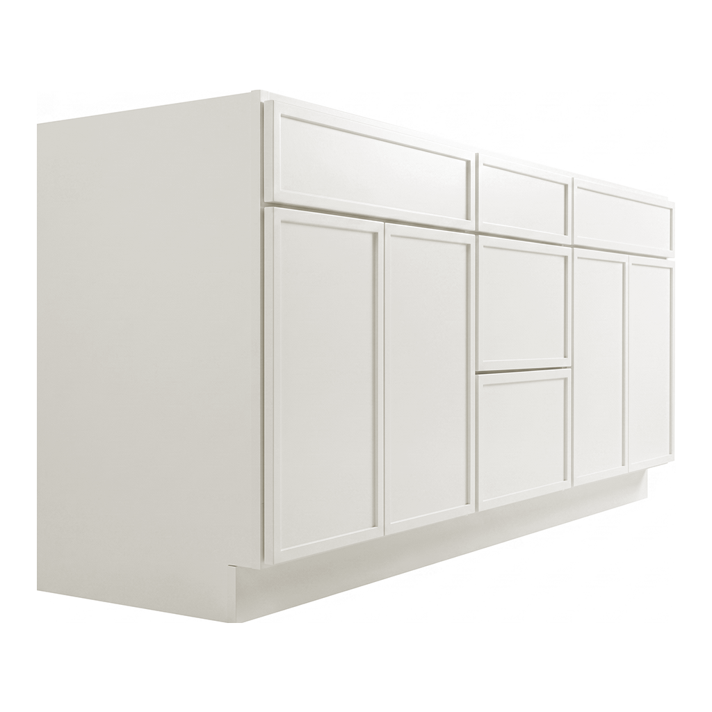 RTA Cream Slim Shaker 72" Freestanding Bathroom Vanity 3-Drawer Combo Base