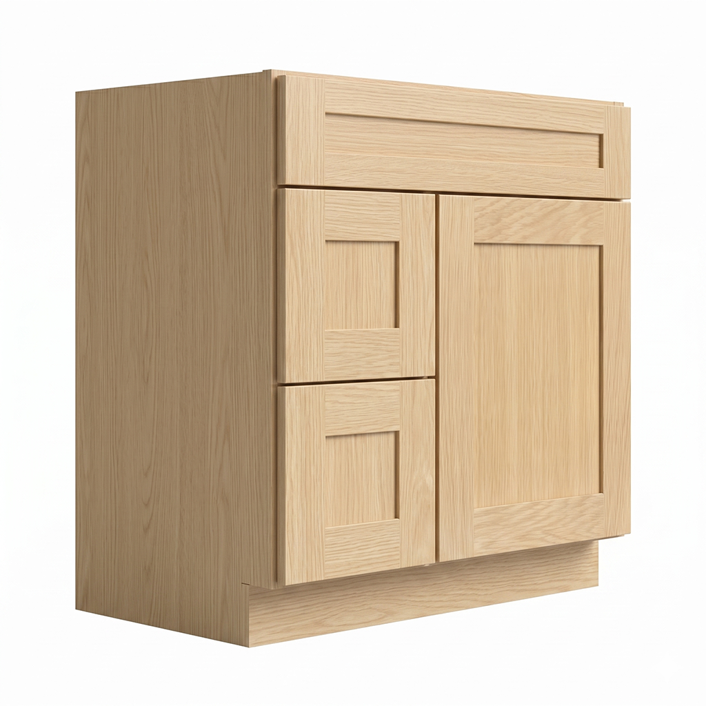 RTA Dune Oak Shaker 30" Freestanding Bathroom Vanity 2-Drawer Left Combo Base