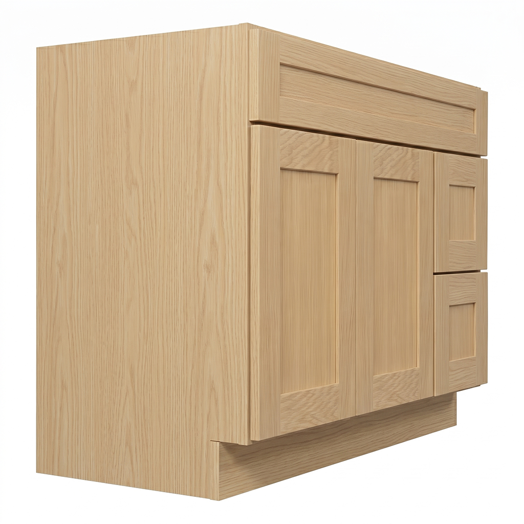 RTA Dune Oak Shaker 42" Freestanding Bathroom Vanity 2-Drawer Right Combo Base