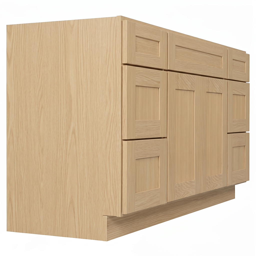 RTA Dune Oak Shaker 60" Freestanding Bathroom Vanity 6-Drawer Combo Base