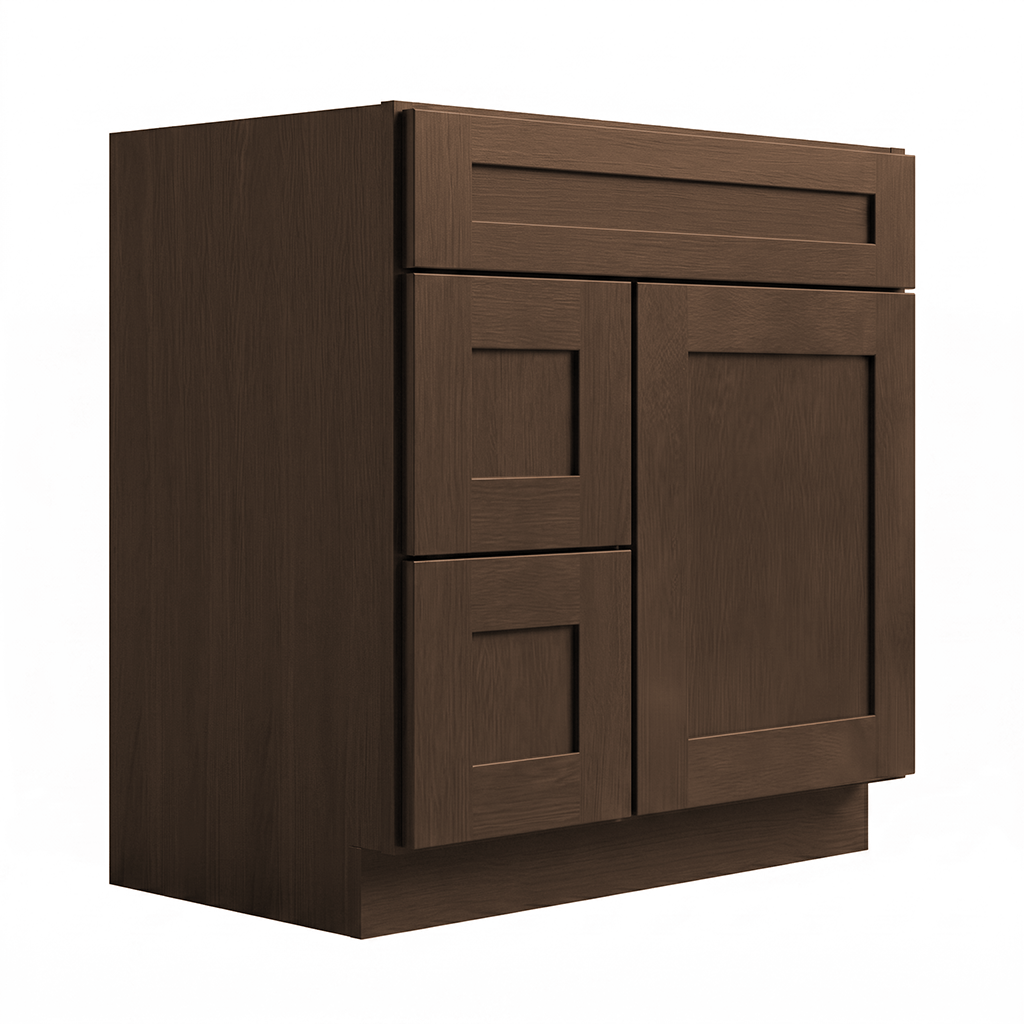 RTA Graphite Grain Shaker 30" Freestanding Bathroom Vanity 2-Drawer Left Combo Base