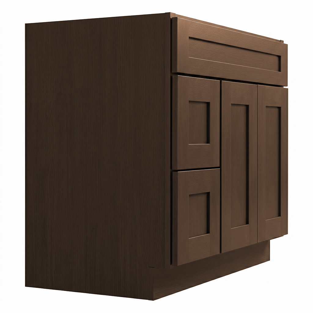 RTA Graphite Grain Shaker 36" Freestanding Bathroom Vanity 2-Drawer Left Combo Base