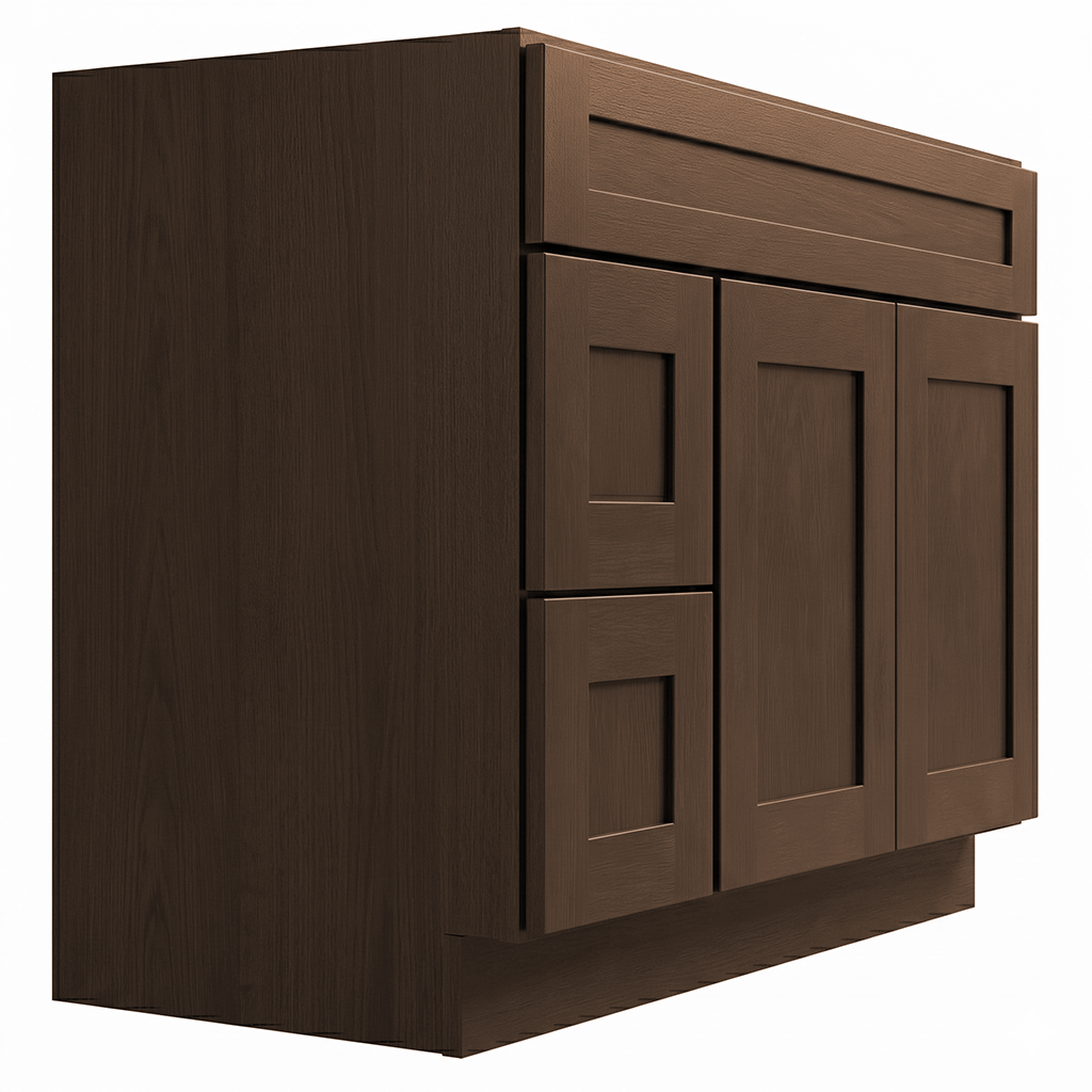 RTA Graphite Grain Shaker 42" Freestanding Bathroom Vanity 2-Drawer Left Combo Base