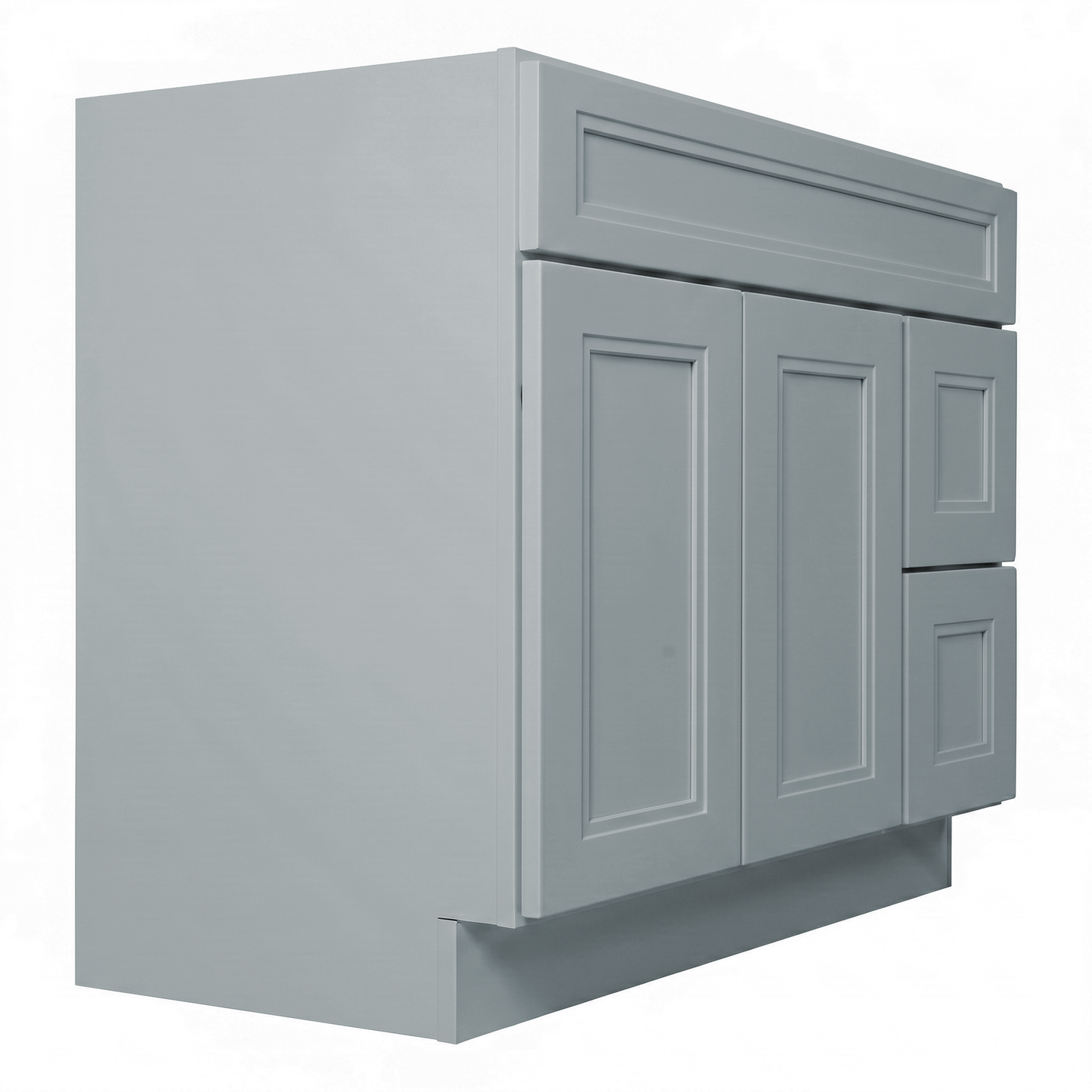 RTA Grey Double Shaker 42" Freestanding Bathroom Vanity 2-Drawer Right Combo Base