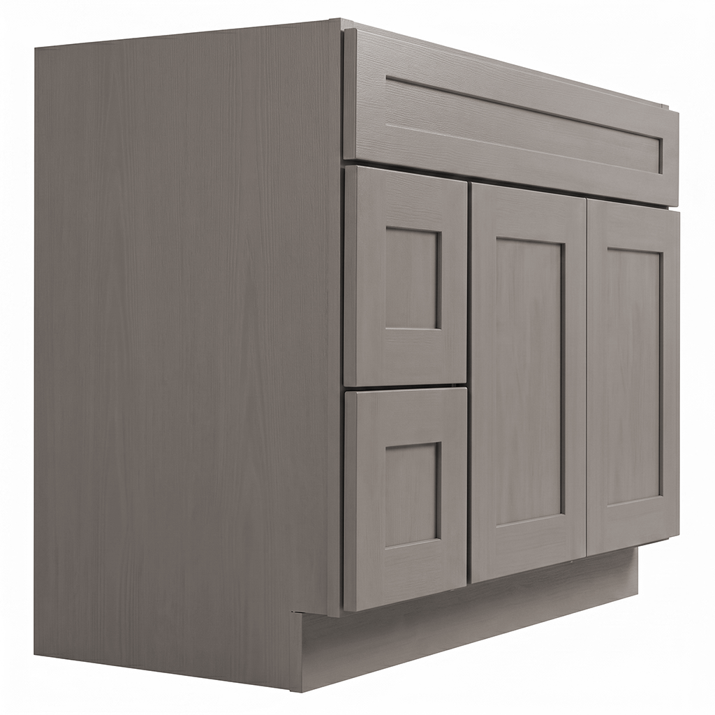 RTA Pebble Grain Shaker 42" Freestanding Bathroom Vanity 2-Drawer Left Combo Base