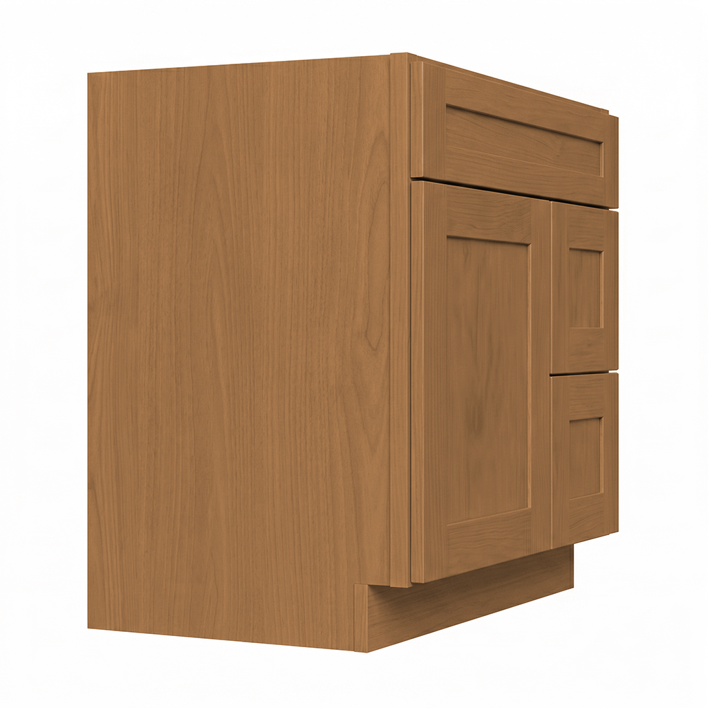 RTA Warm Timber Shaker 30" Freestanding Bathroom Vanity 2-Drawer Right Combo Base