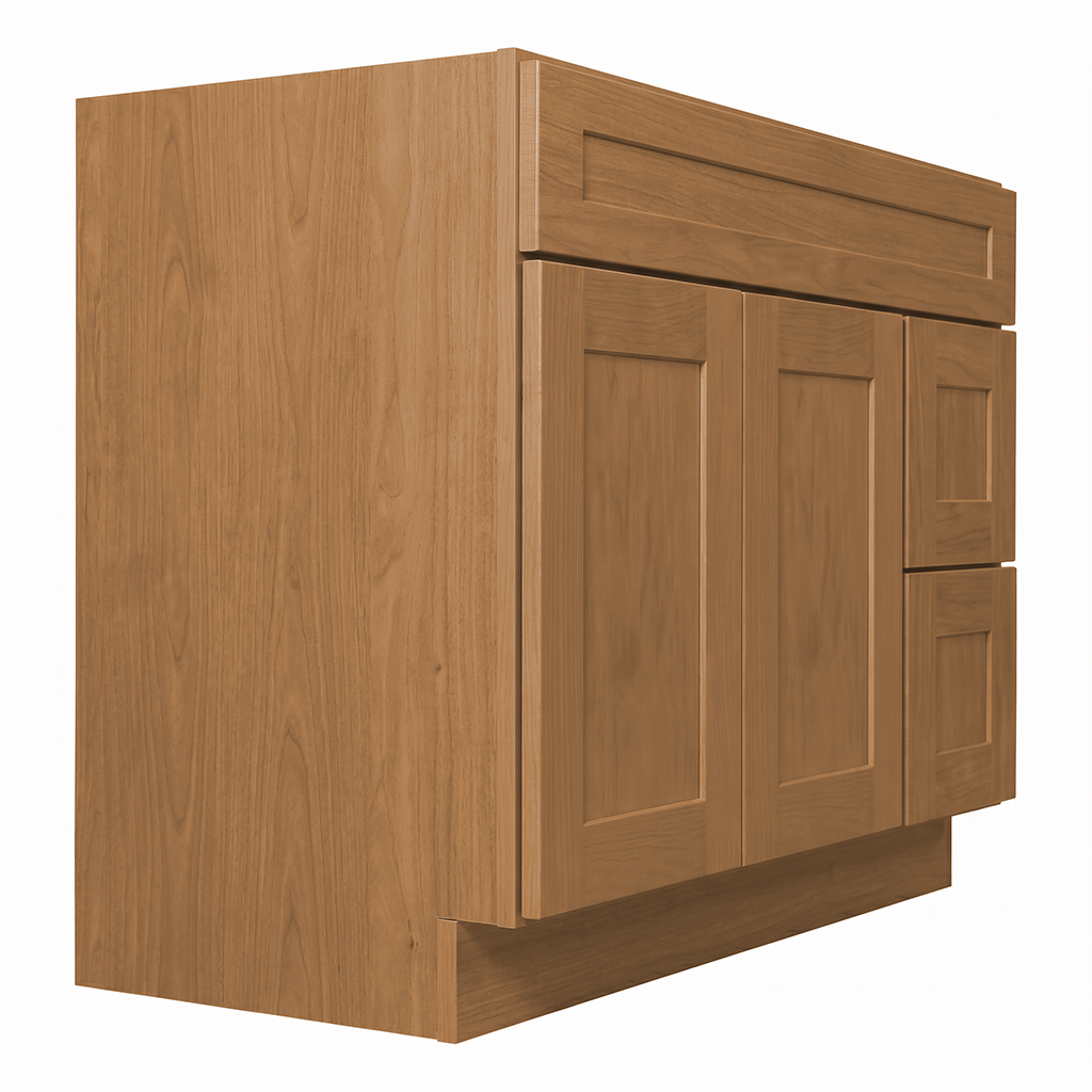 RTA Warm Timber Shaker 42" Freestanding Bathroom Vanity 2-Drawer Right Combo Base