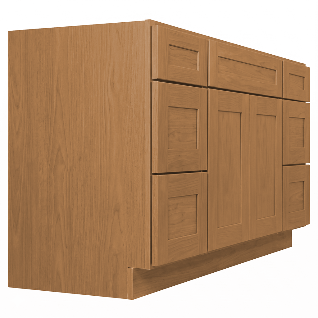 RTA Warm Timber Shaker 60" Freestanding Bathroom Vanity 6-Drawer Combo Base