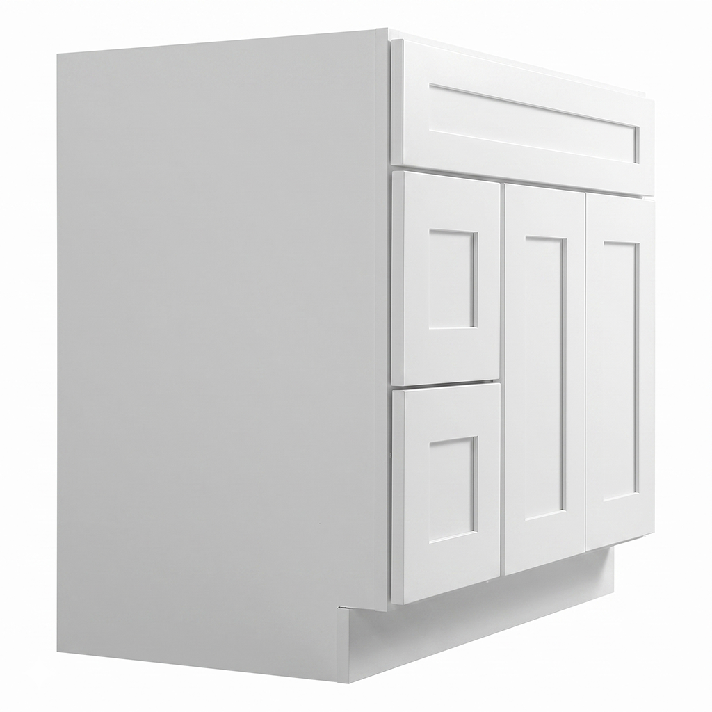 RTA White Shaker 36" Freestanding Bathroom Vanity 2-Drawer Left Combo Base