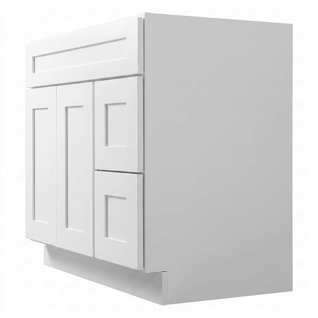 RTA White Shaker 36" Freestanding Bathroom Vanity 2-Drawer Right Combo Base