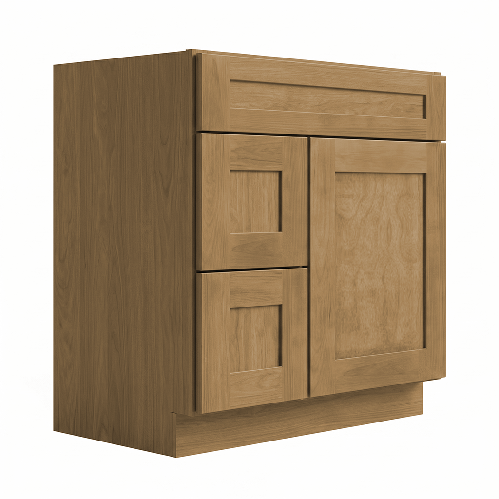 RTA Woodland Shaker 30" Freestanding Bathroom Vanity 2-Drawer Left Combo Base