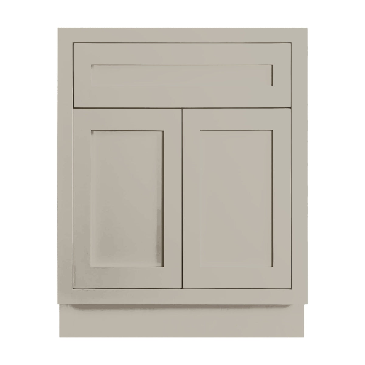 27 inch freestanding bathroom vanity sink base in Tuscan Grey with inset Shaker fronts