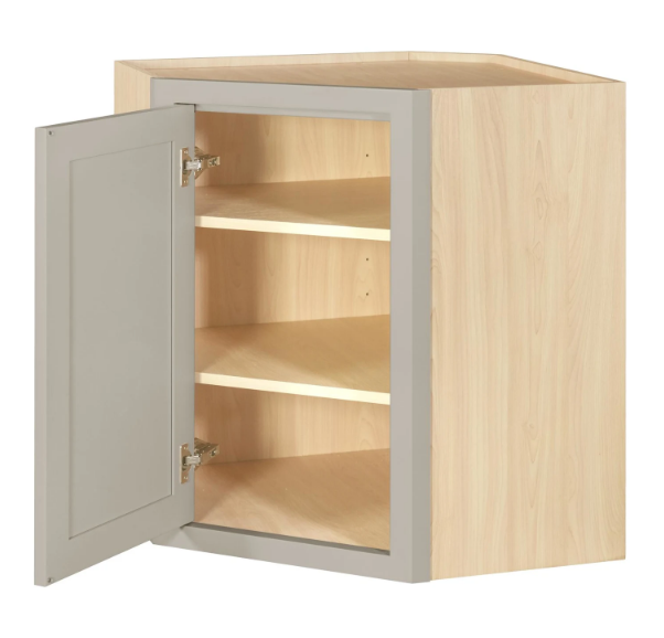 RTA 27"W x 30"H Kitchen Wall Diagonal Corner Cabinet with Single Door in Tuscan Grey Inset Shaker