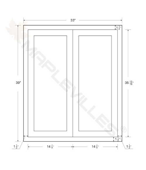 RTA 33"W x 39"H Kitchen Wall Cabinet with Double Doors and Two Shelves in Tuscan Grey Inset Shaker