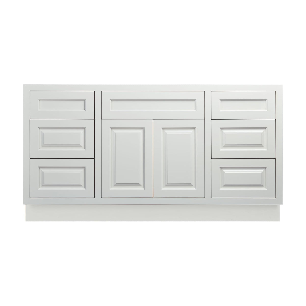 60 inch freestanding bathroom vanity sink base in Vintage White with inset raised panel fronts