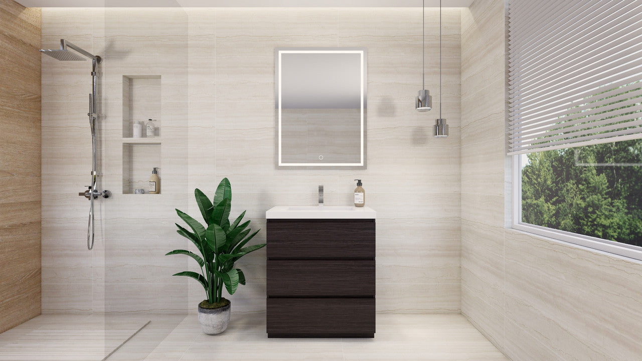 Angeles 30" Freestanding Bathroom Vanity with Reinforced Acrylic Integrated Sink Top