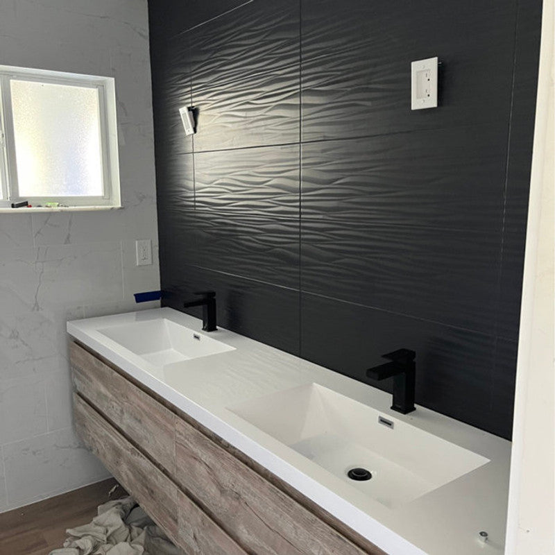 Bow 84" Wall Mounted Bathroom Vanity with Reinforced Acrylic Integrated Sink Top