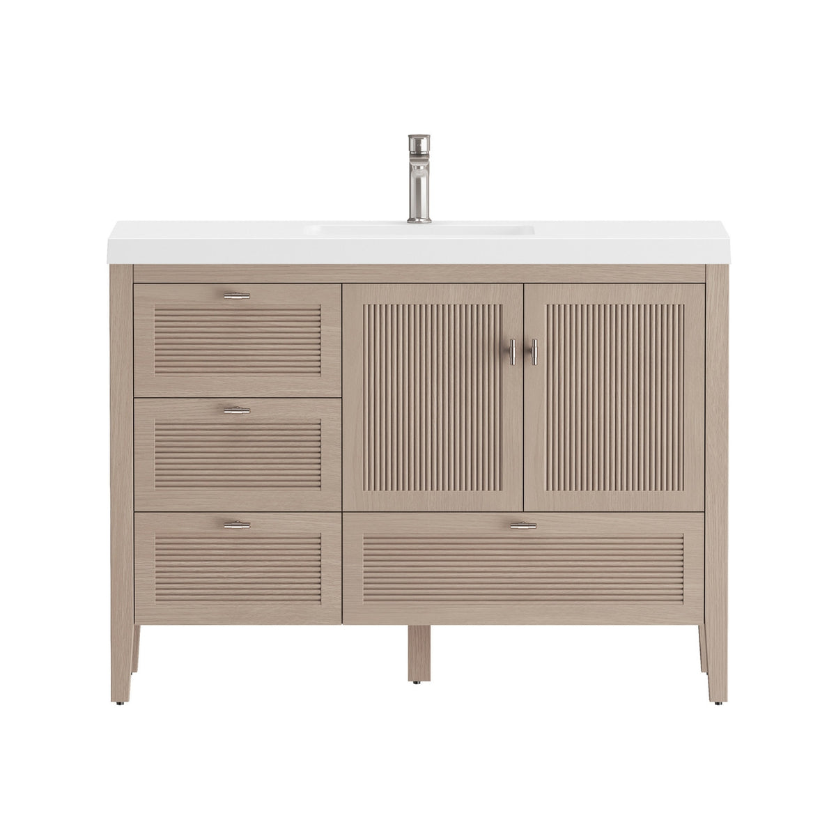 NCS 48 inch louvered freestanding bathroom vanity with reinforced acrylic integrated sink top