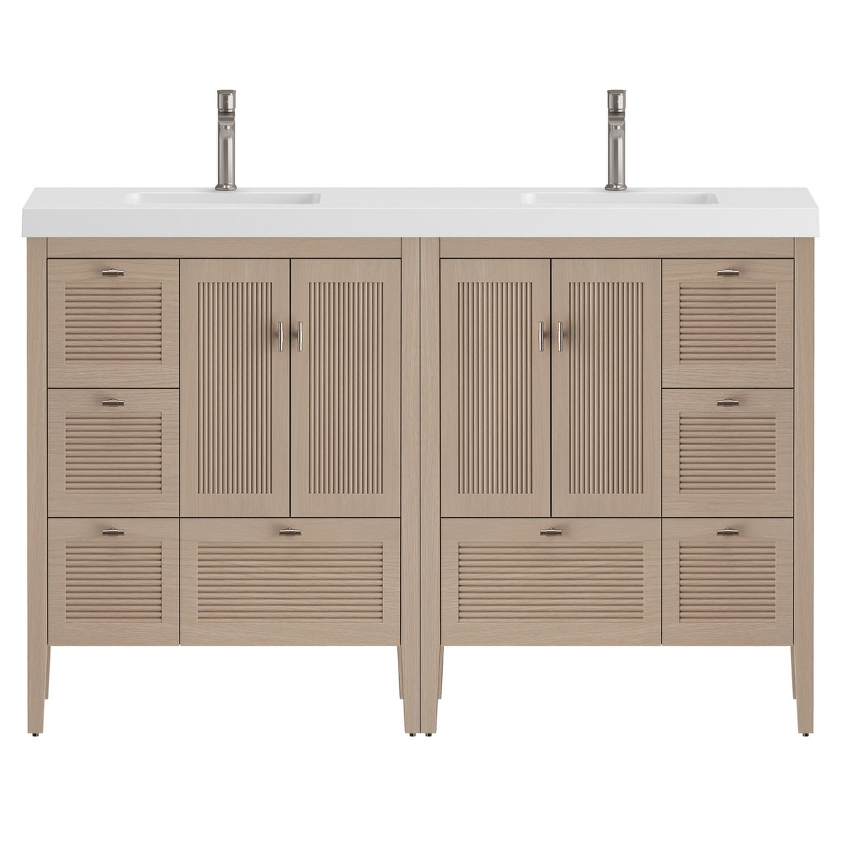 NCS 72 inch louvered freestanding bathroom vanity with reinforced acrylic integrated sink top