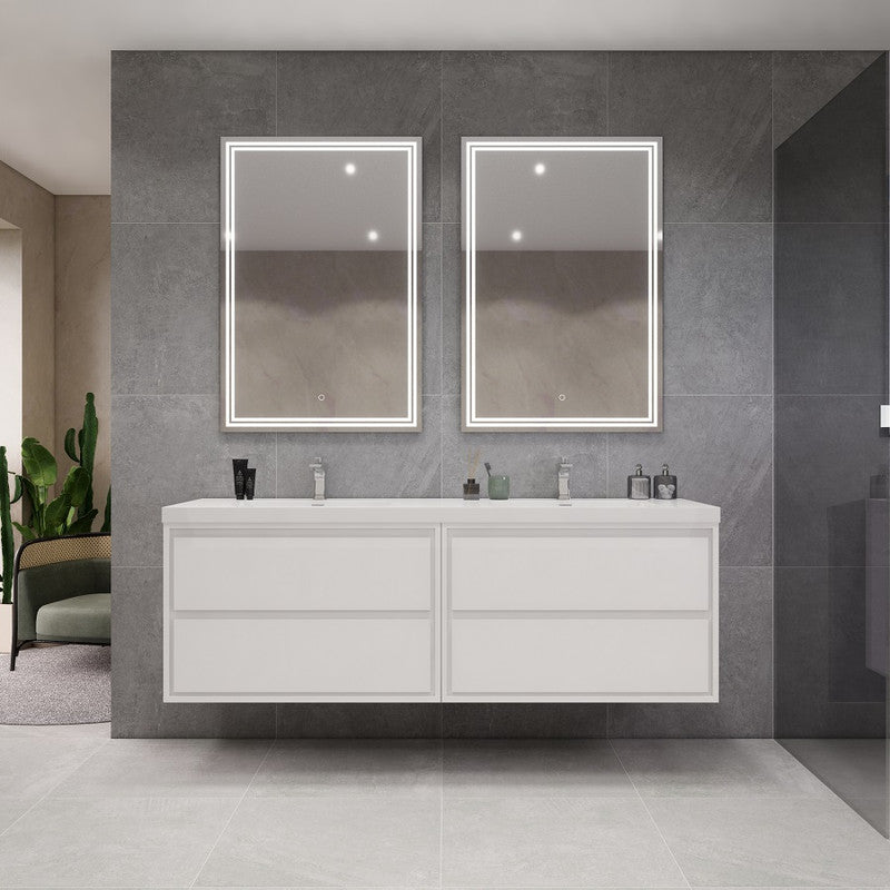 Sage 72" Wall Mounted Bathroom Vanity with Reinforced Acrylic Integrated Sink Top