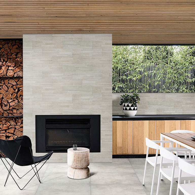 Beton Blanco Arterra Porcelain Pavers shown installed in a finished outdoor or living space