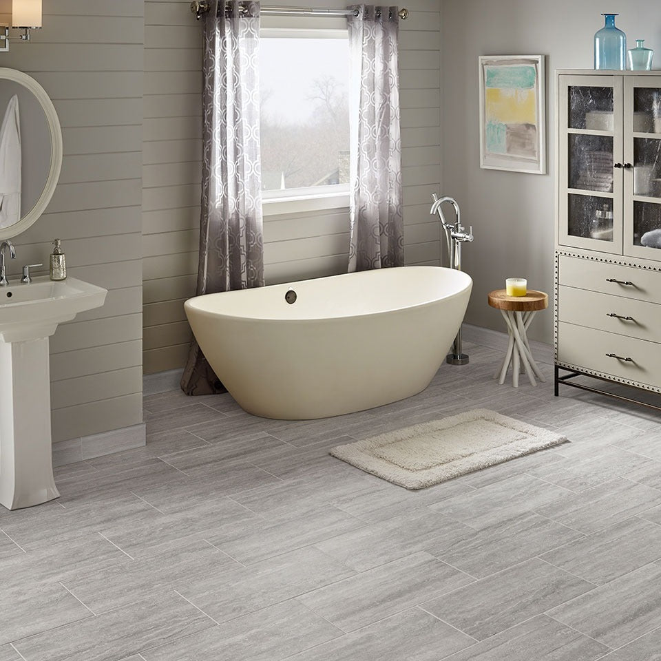 Essentials Charisma White ceramic tile shown in a finished room, scene 2