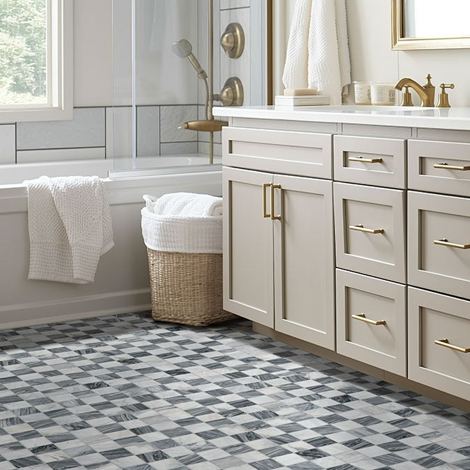Firenze Blend 3x3 Marble Mosaic installed in a finished room