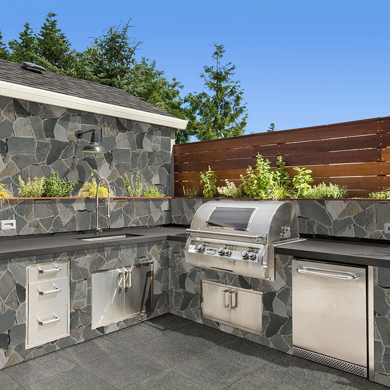 Gray Mist Granite Pavers shown installed in a finished outdoor or living space