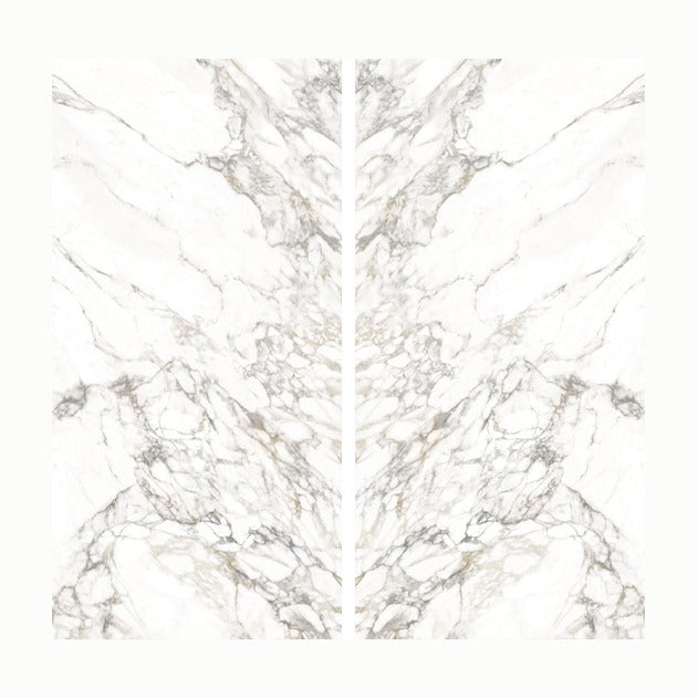 Arabascato Visio porcelain, bookmatched pair of slabs