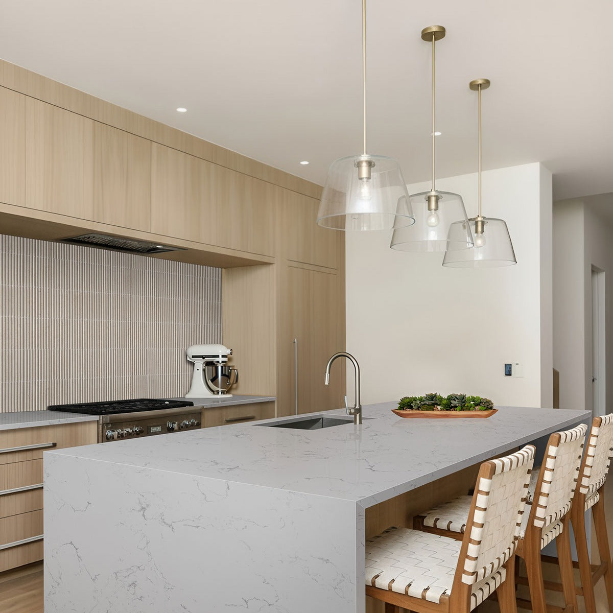Bianco Venato engineered marble countertop installed in a kitchen