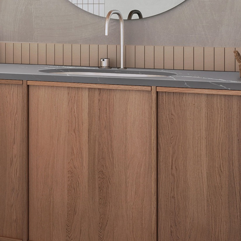 Calacatta Laza Grigio quartz countertop installed in a room setting