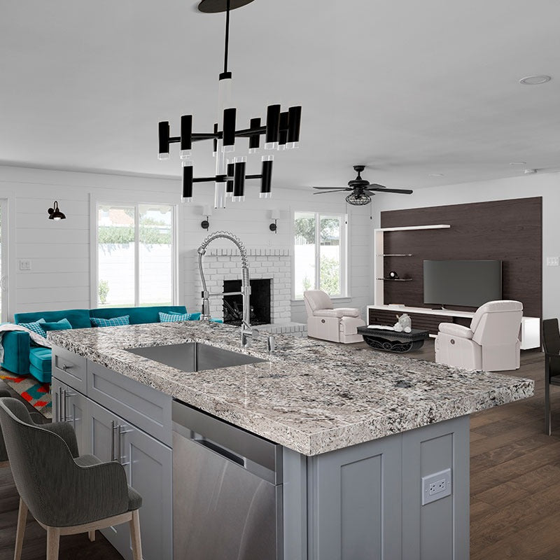 Mirage White granite countertop installed in a kitchen