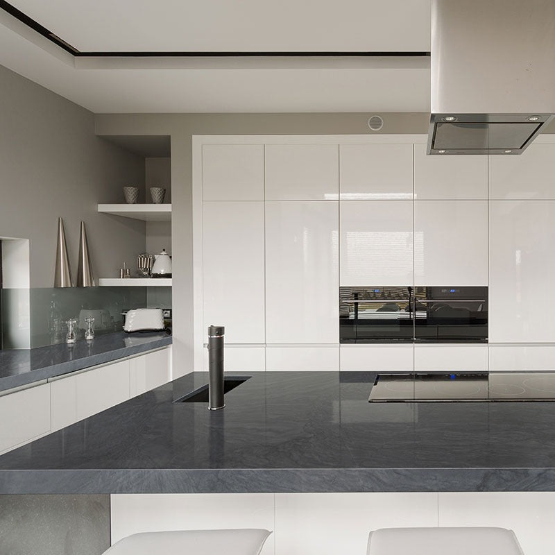 Platinum Black quartzite installed in a room setting