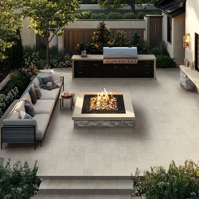 Seagrass Limestone Pool Coping shown installed in a finished outdoor or living space