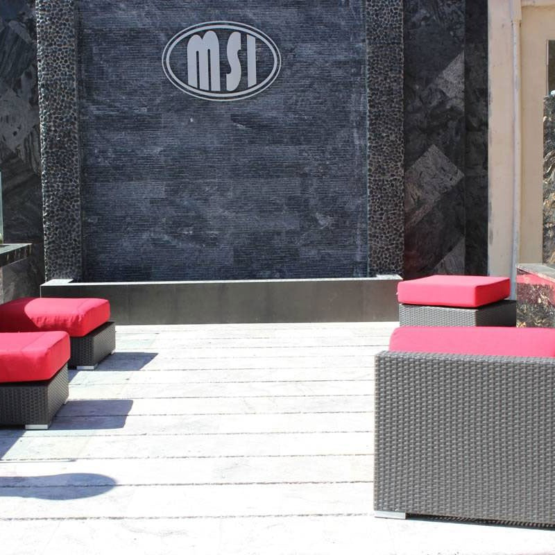 Silver Travertine Pavers shown installed in a finished outdoor or living space